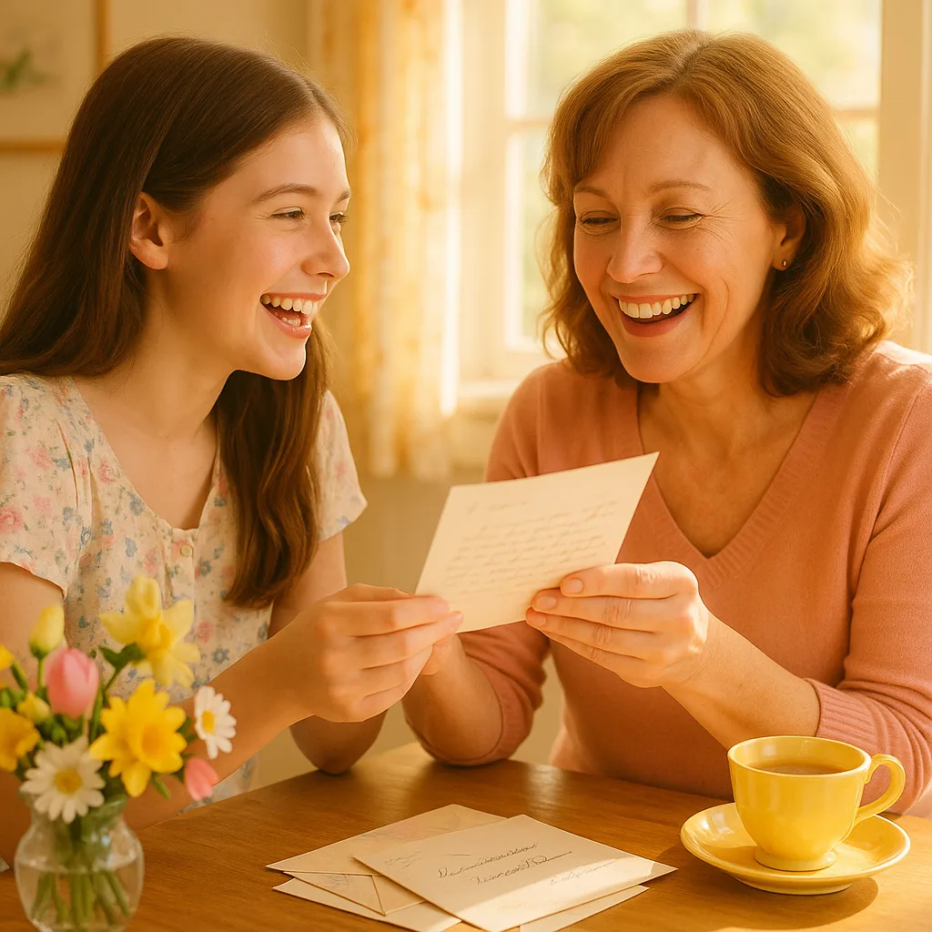 A mother and daughter reading a Storyville letter together